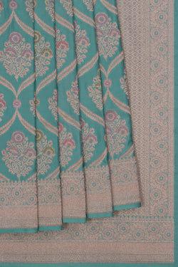 Image of Banarasi Katan Silk Turquoise Green Saree
