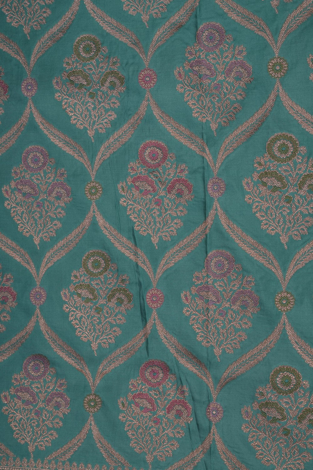 Image of Banarasi Katan Silk Turquoise Green Saree