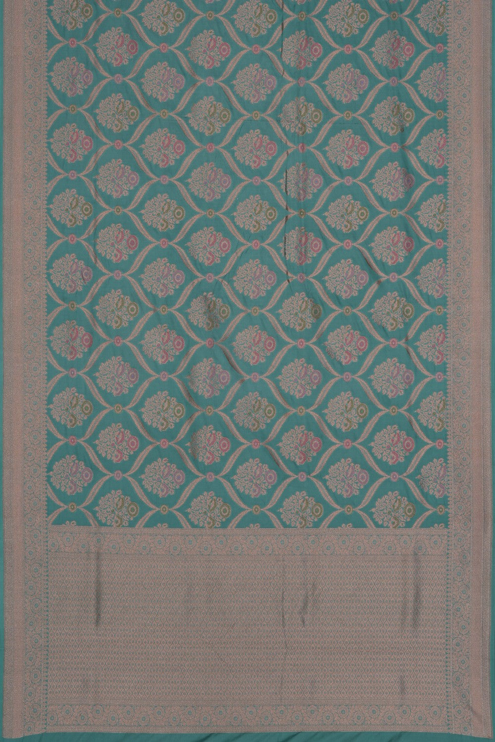 Image of Banarasi Katan Silk Turquoise Green Saree