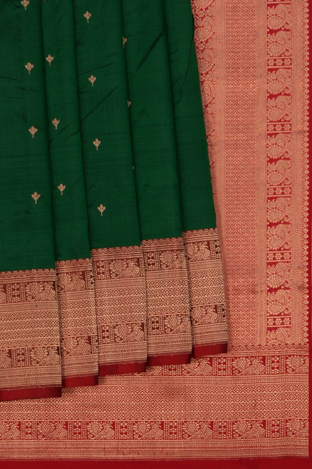 Image of Banarasi Katan Silk Green Saree