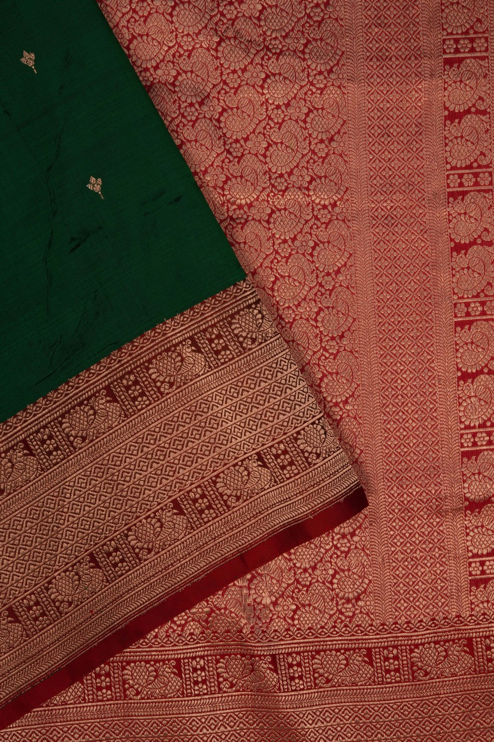 Image of Banarasi Katan Silk Green Saree