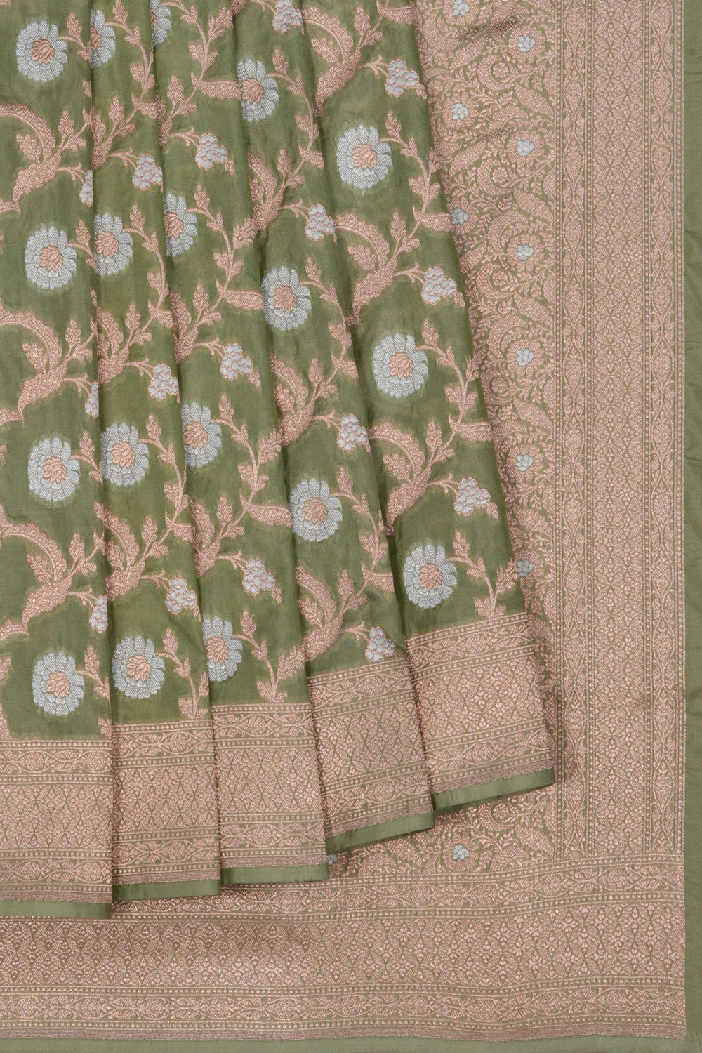 Image of Banarasi Katan Silk Green Saree