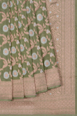 Image of Banarasi Katan Silk Green Saree