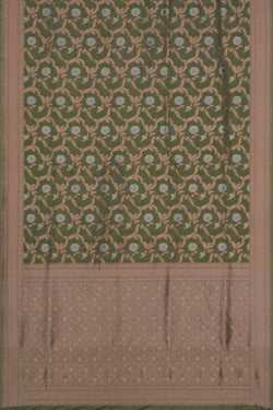 Image of Banarasi Katan Silk Green Saree