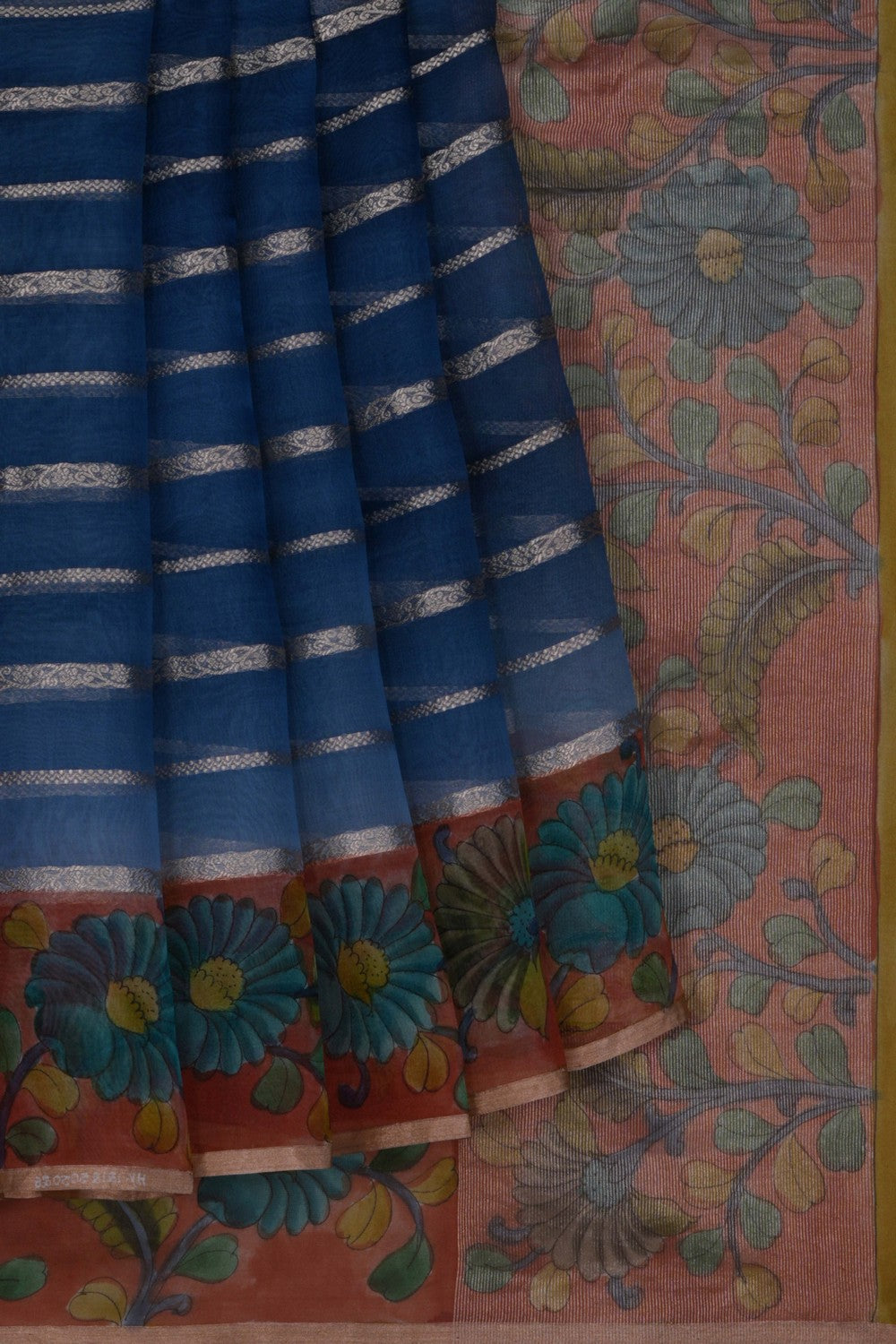 Image of Kora Silk Smoky Blue Saree