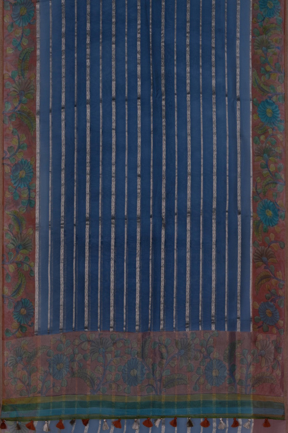 Image of Kora Silk Smoky Blue Saree