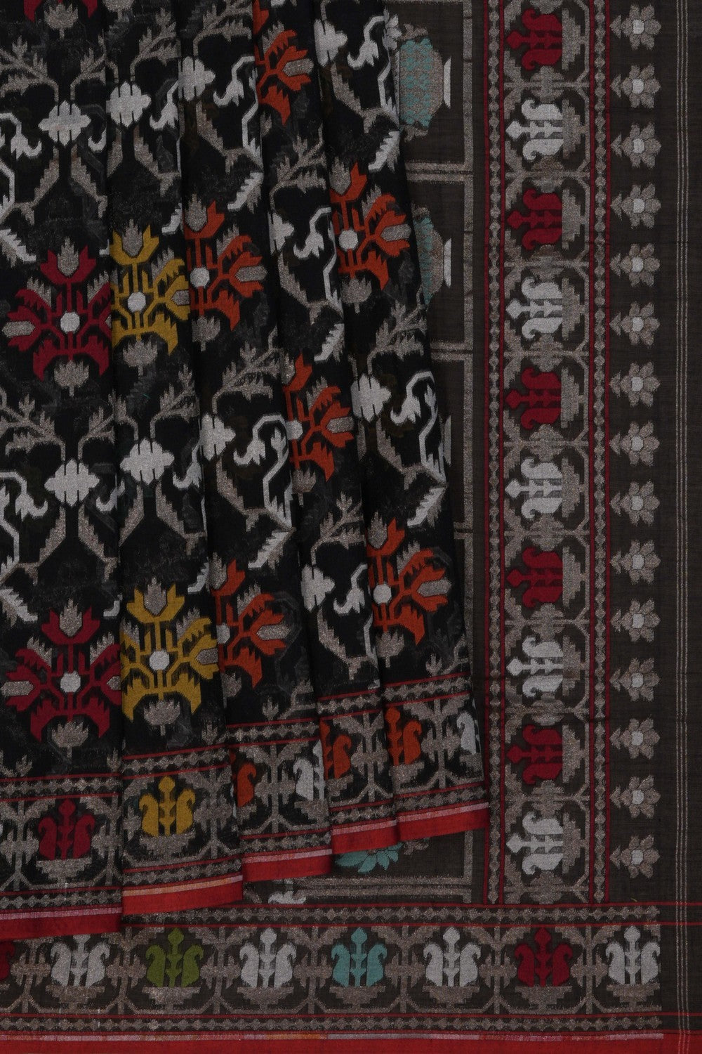 Image of Banarasi Cotton Silk Brocade Black Saree