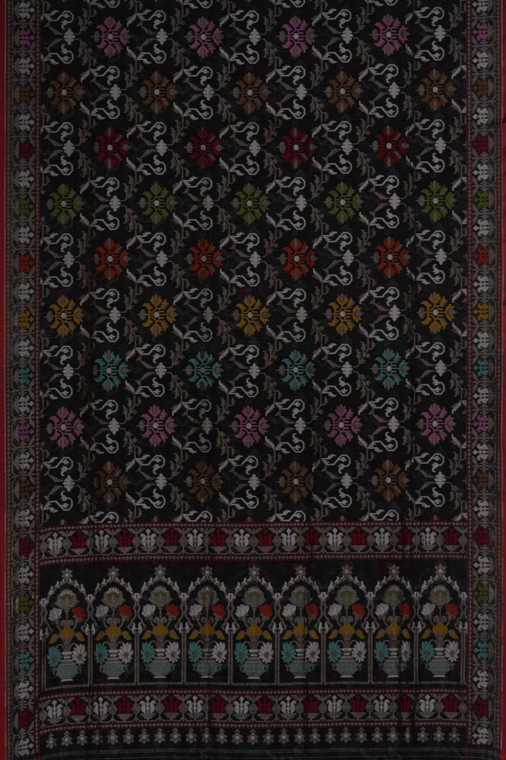 Image of Banarasi Cotton Silk Brocade Black Saree