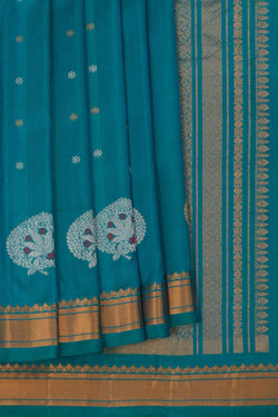 Image of Gadwal Silk Ananda-Blue Saree