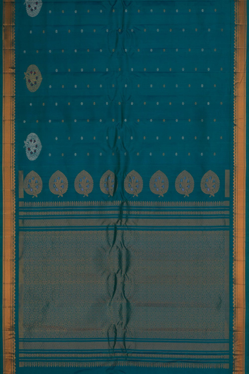 Gadwal Silk Ananda-Blue Saree