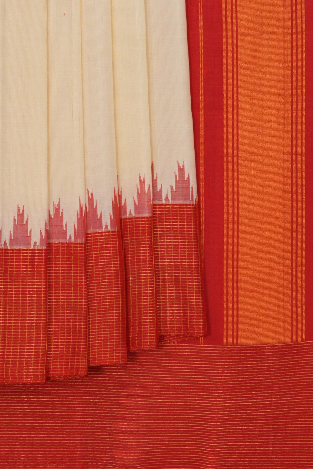 Image of Gadwal Silk Cream Saree