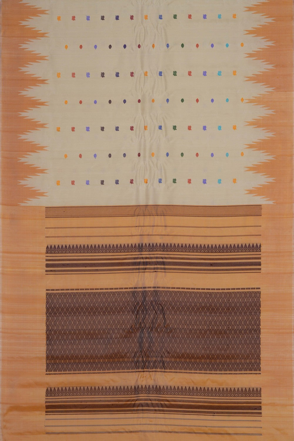 Image of Gadwal Silk Off-White Saree