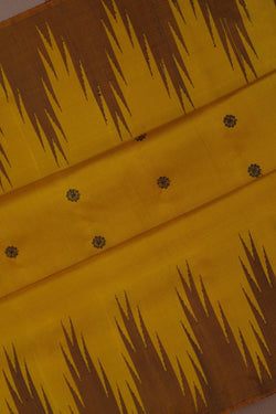 Image of Gadwal Silk Fenugreek Yellow Saree