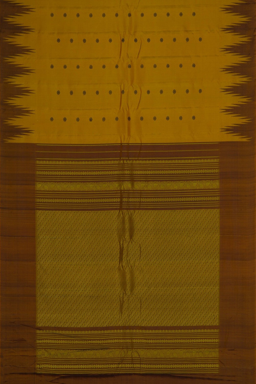 Gadwal Silk Fenugreek Yellow Saree