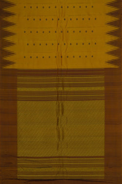 Image of Gadwal Silk Fenugreek Yellow Saree