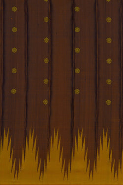 Image of Gadwal Silk Fenugreek Yellow Saree