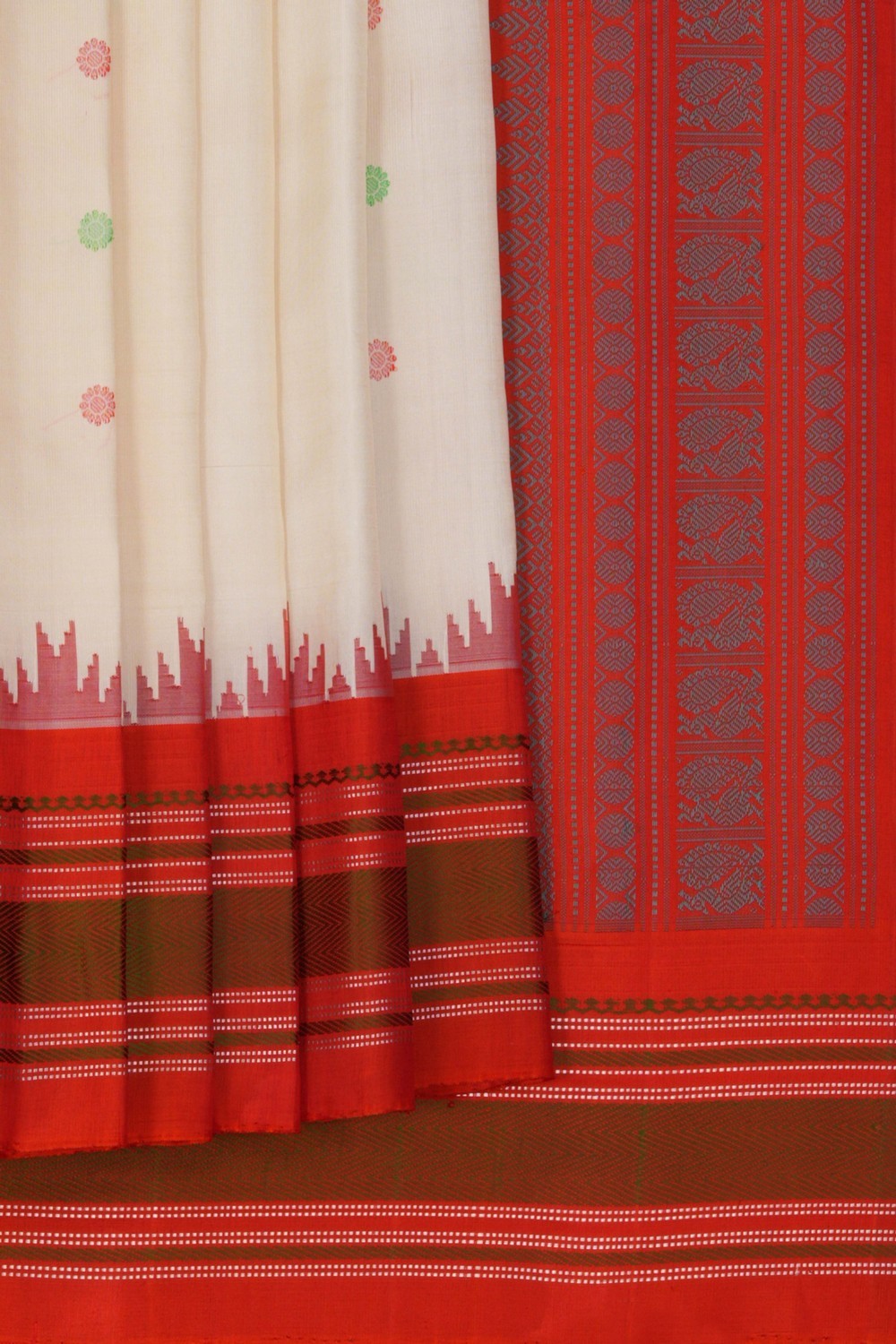 Image of Gadwal Silk Off-White Saree