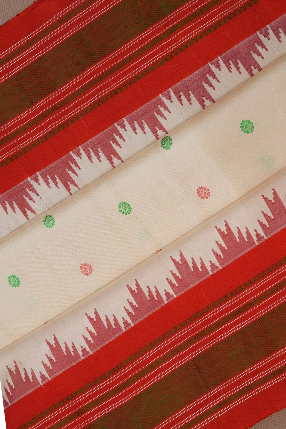 Image of Gadwal Silk Off-White Saree