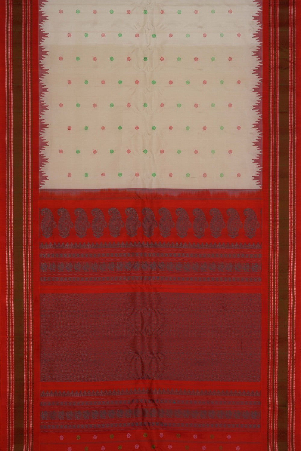 Image of Gadwal Silk Off-White Saree