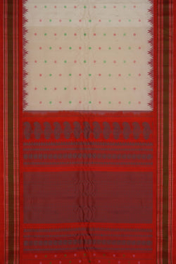Image of Gadwal Silk Off-White Saree