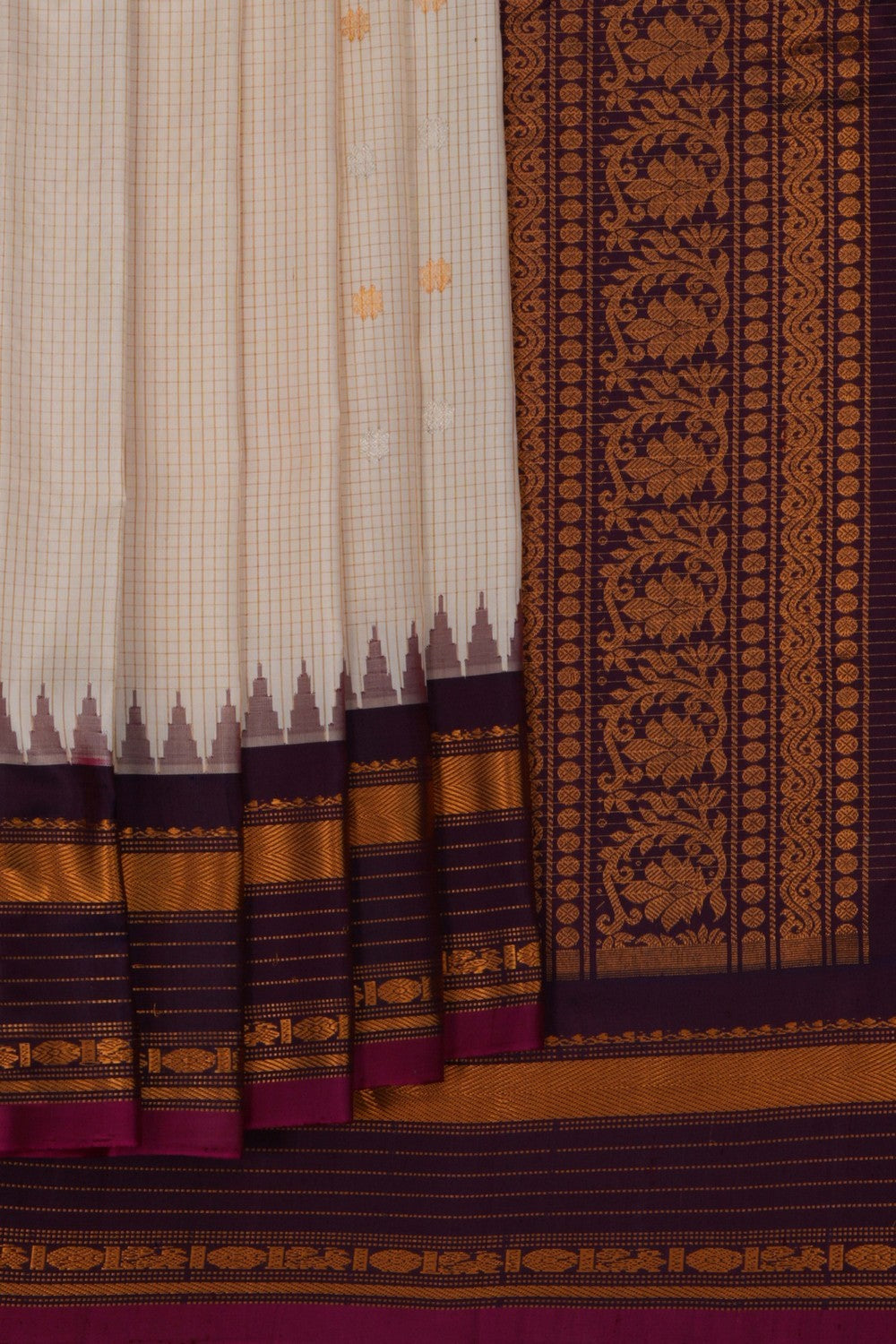 Gadwal Silk Off-White Saree