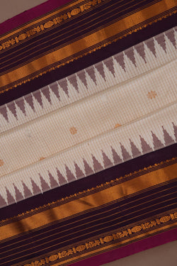 Image of Gadwal Silk Off-White Saree