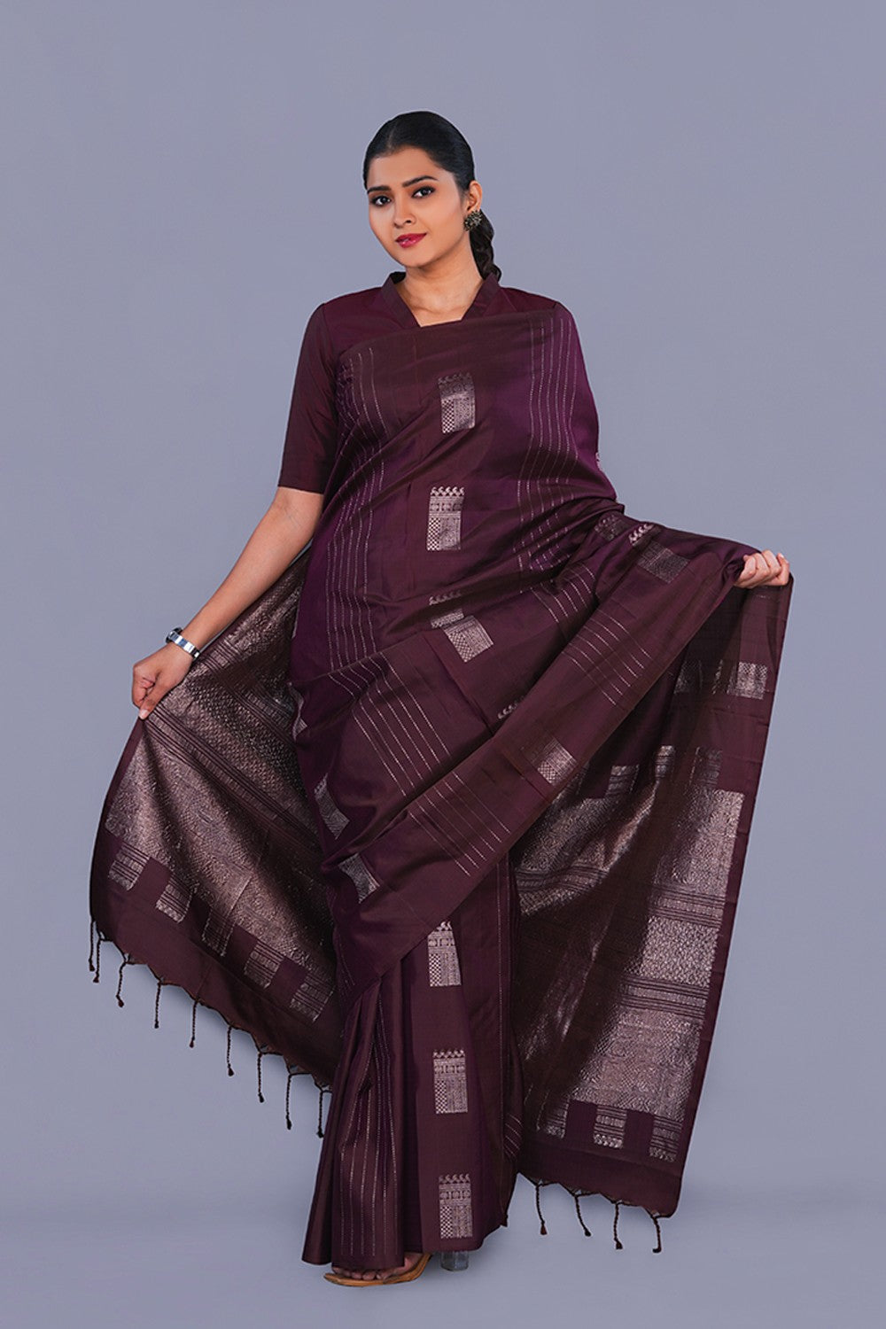 Image of South Silk Brown Saree