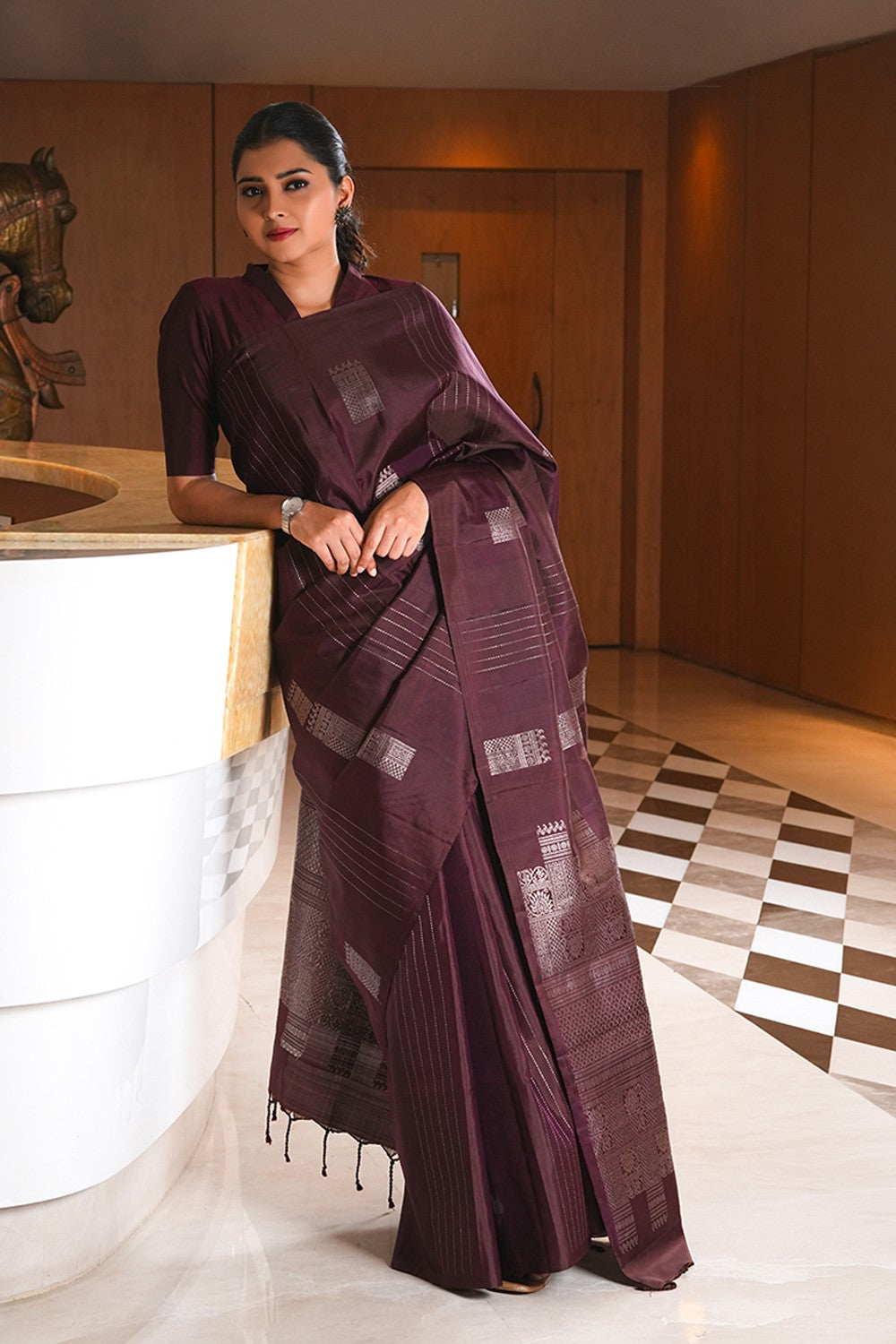 Image of South Silk Brown Saree