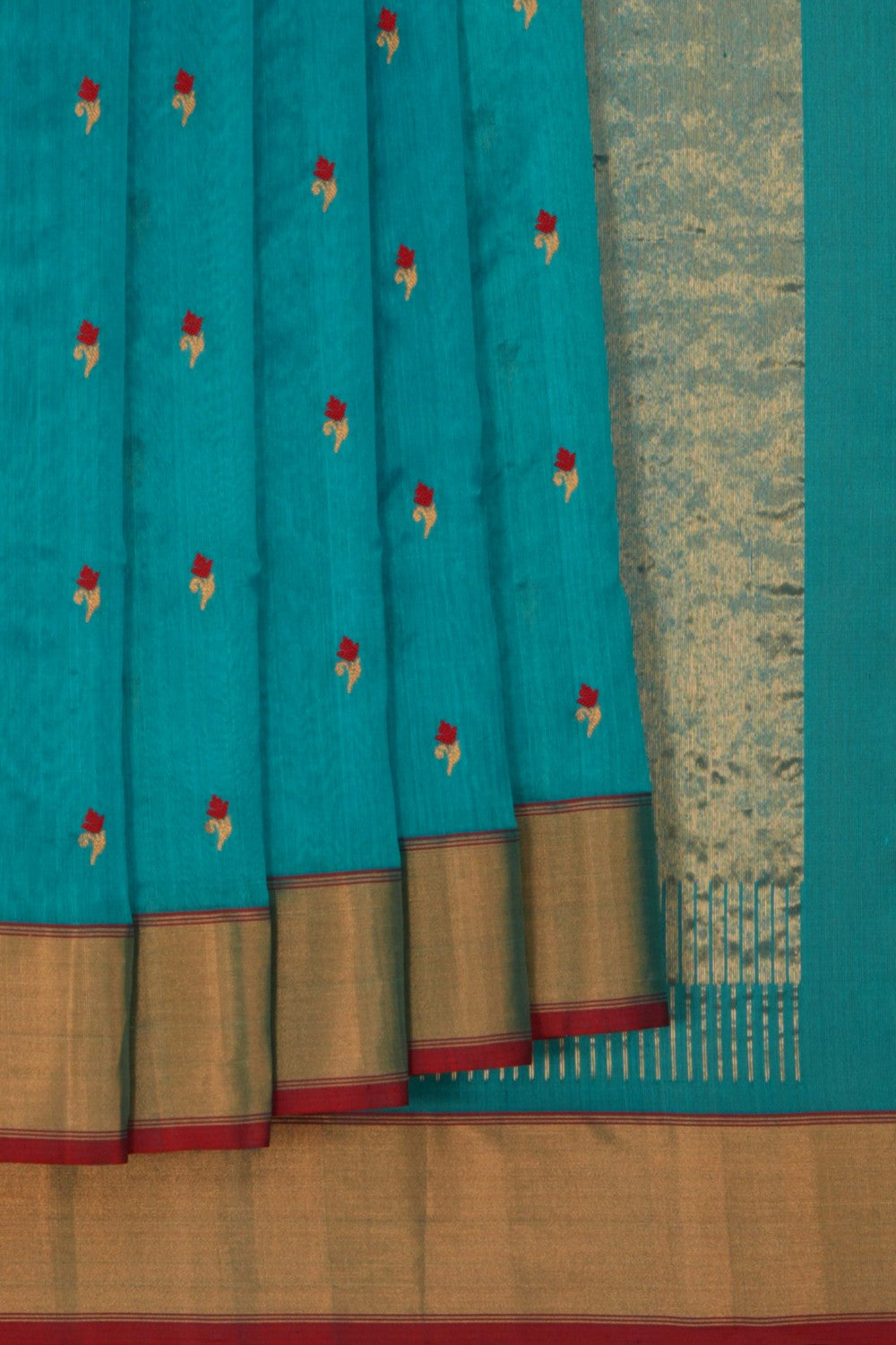 Image of Chanderi Silk Blue Saree