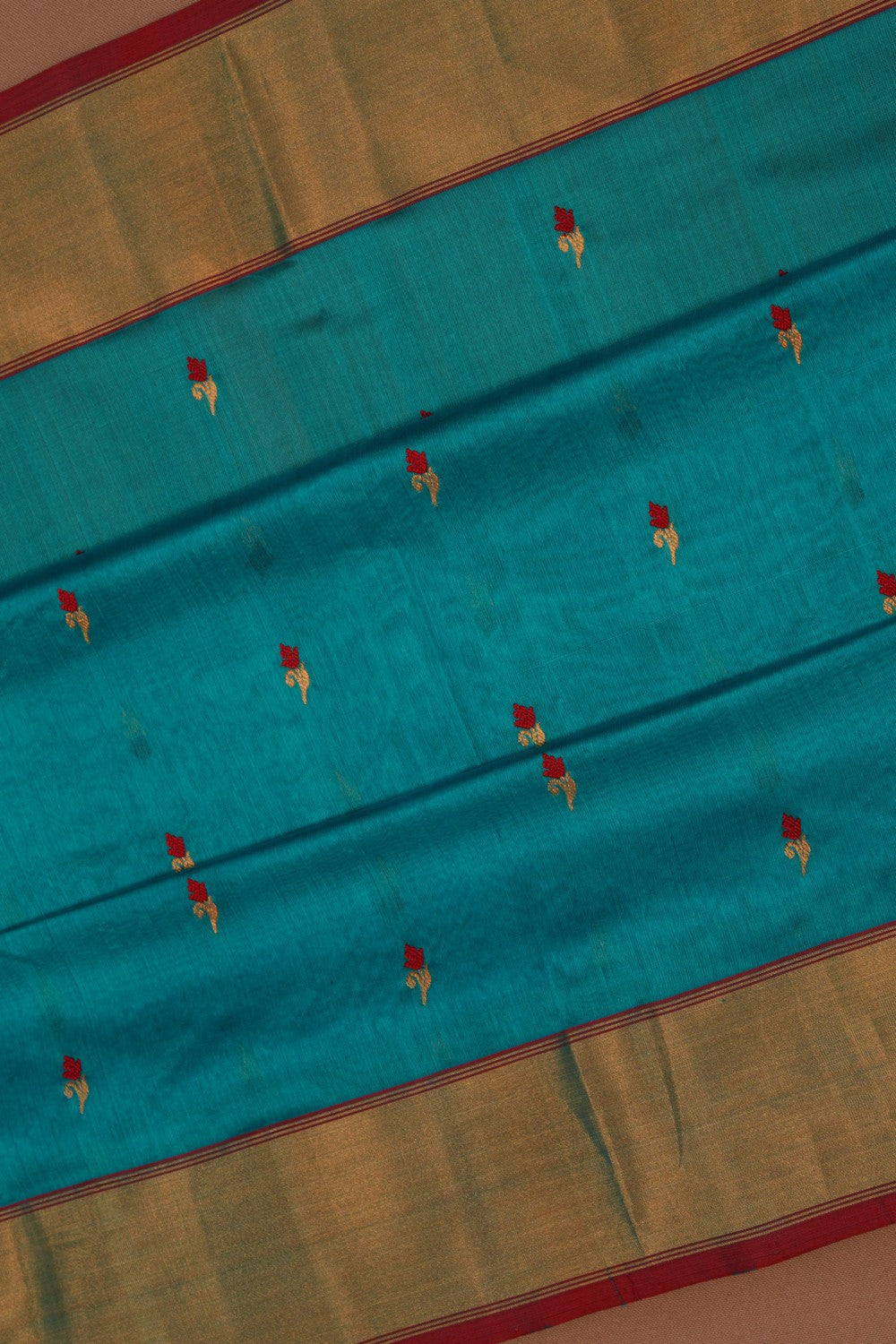 Image of Chanderi Silk Blue Saree
