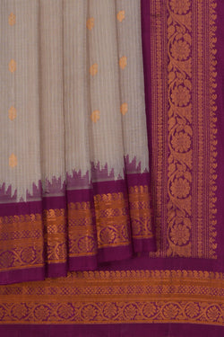Image of Gadwal Cotton Silk Off-White Saree