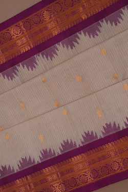 Image of Gadwal Cotton Silk Off-White Saree