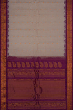 Image of Gadwal Cotton Silk Off-White Saree