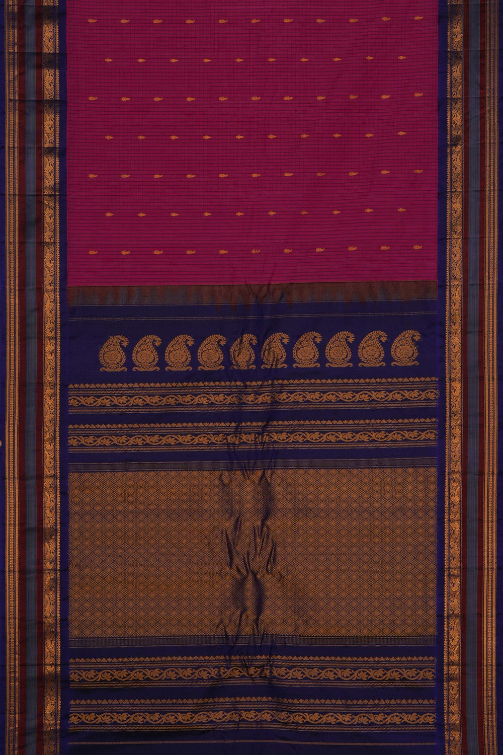 Gadwal Cotton Silk Magenta Pink Saree