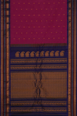 Image of Gadwal Cotton Silk Magenta Pink Saree