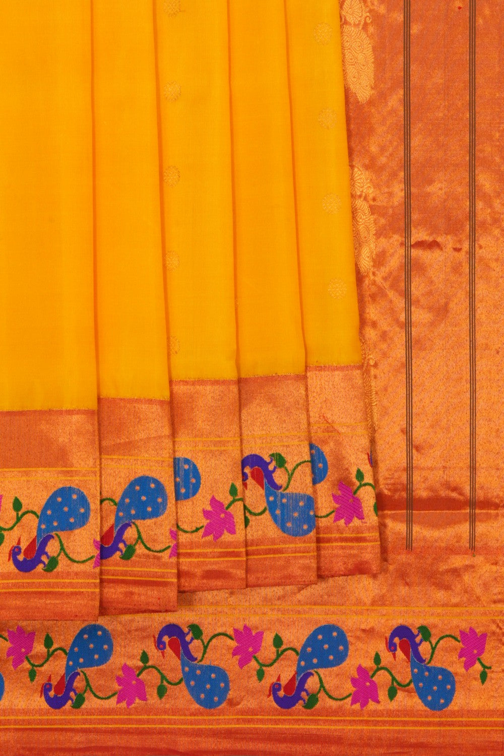 Image of Gadwal Silk Yellow Saree