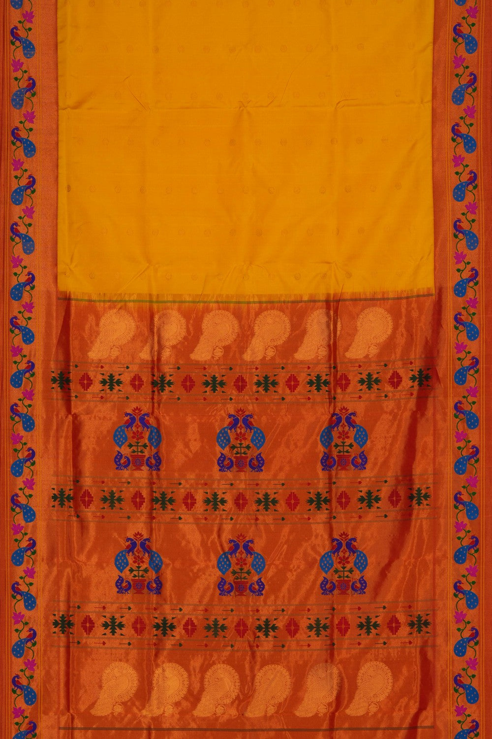 Image of Gadwal Silk Yellow Saree