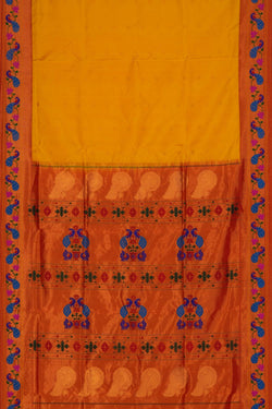 Image of Gadwal Silk Yellow Saree