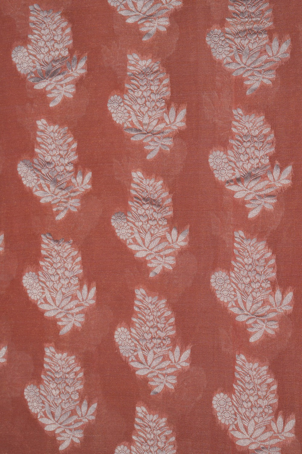 Image of Banarasi Tissue Silk Coral Pink Saree