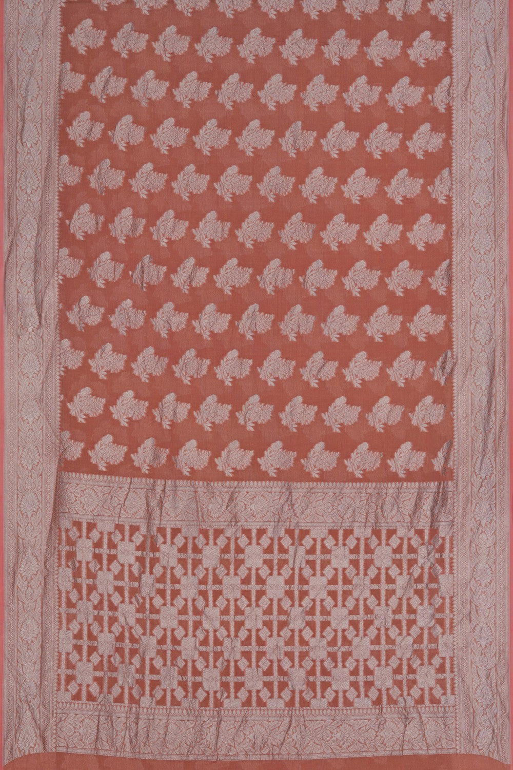 Image of Banarasi Tissue Silk Coral Pink Saree