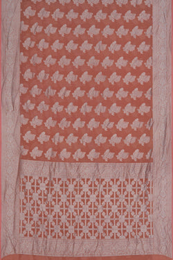 Image of Banarasi Tissue Silk Coral Pink Saree