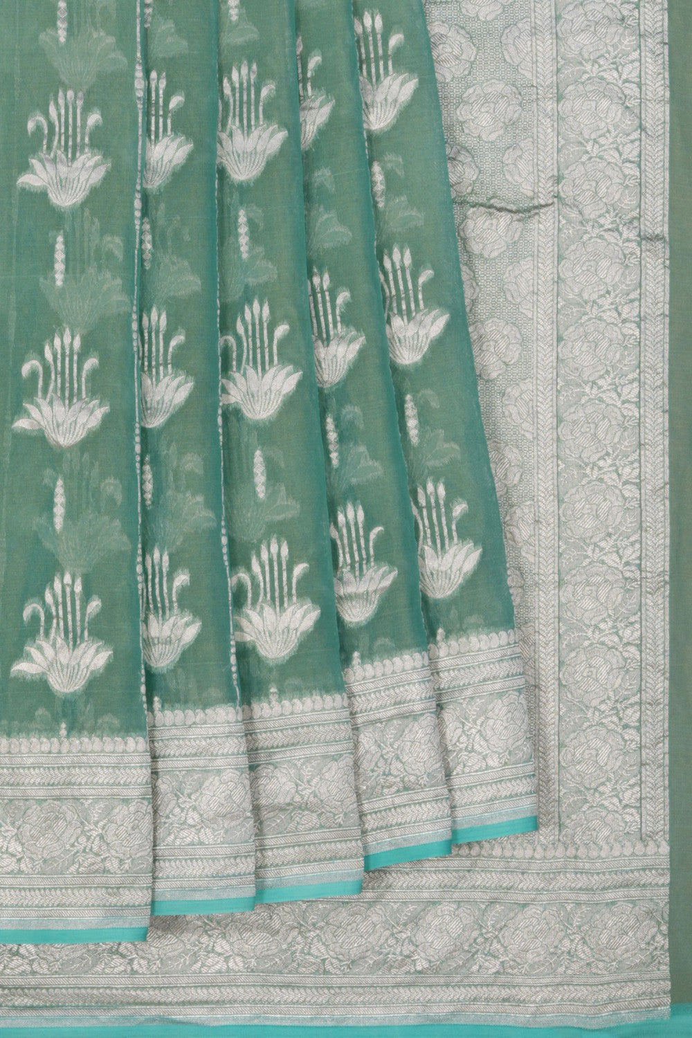 Image of Banarasi Tissue Silk Teal Blue Saree