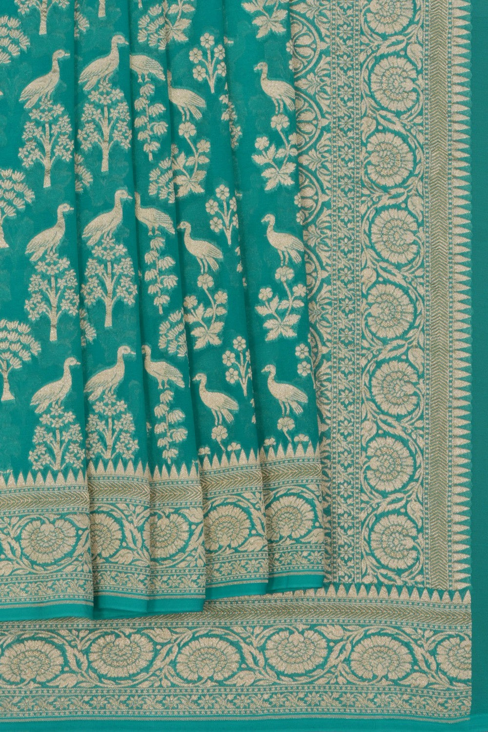 Image of Banarasi Georgette Teal Green Saree