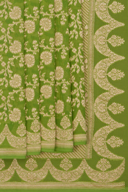 Image of Banarasi Georgette Vibrant Green Saree