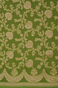 Image of Banarasi Georgette Vibrant Green Saree