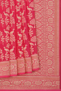 Image of Banarasi Georgette Coral Pink Saree