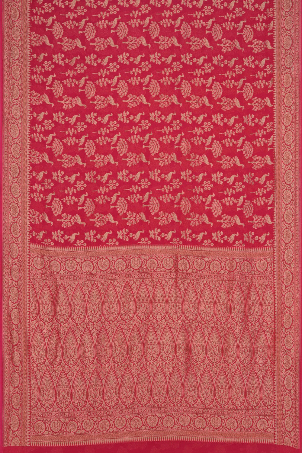 Image of Banarasi Georgette Coral Pink Saree