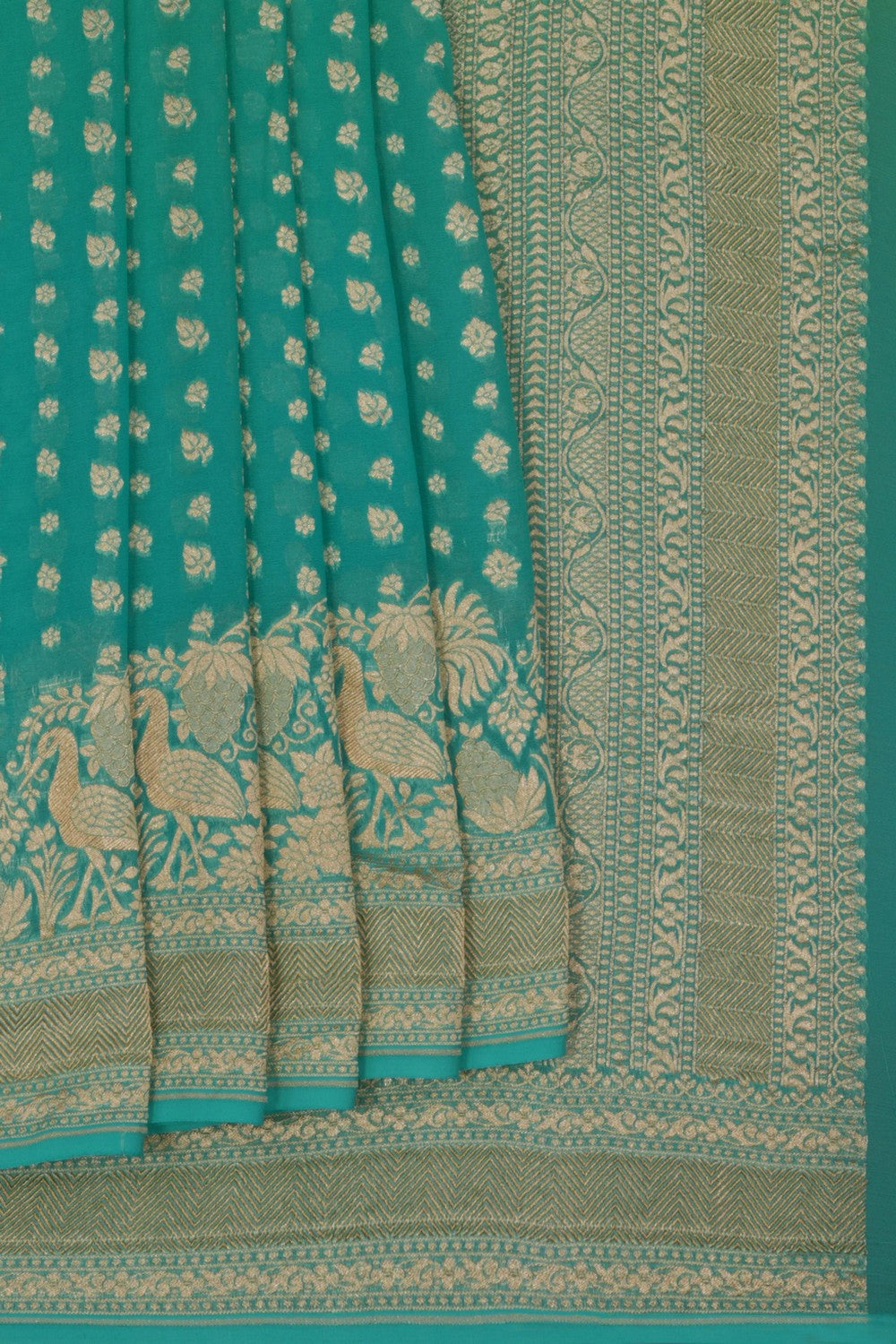 Image of Banarasi Georgette Sea Green Saree
