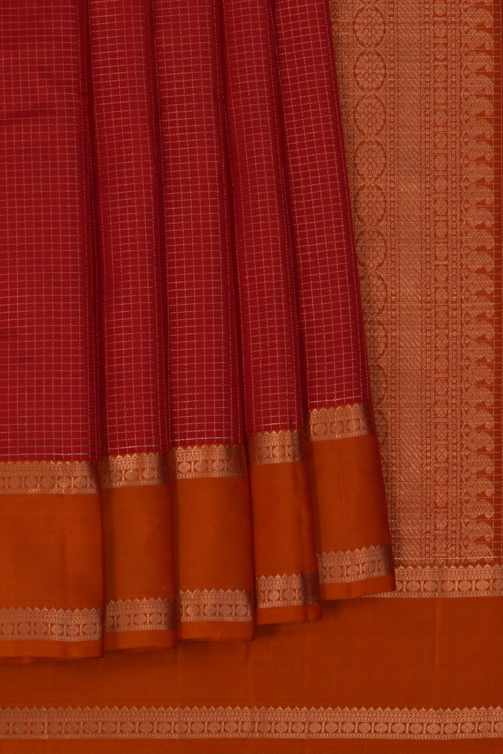 South Silk Kattam Red Saree