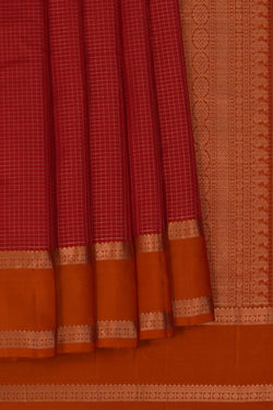 Image of South Silk Kattam Red Saree